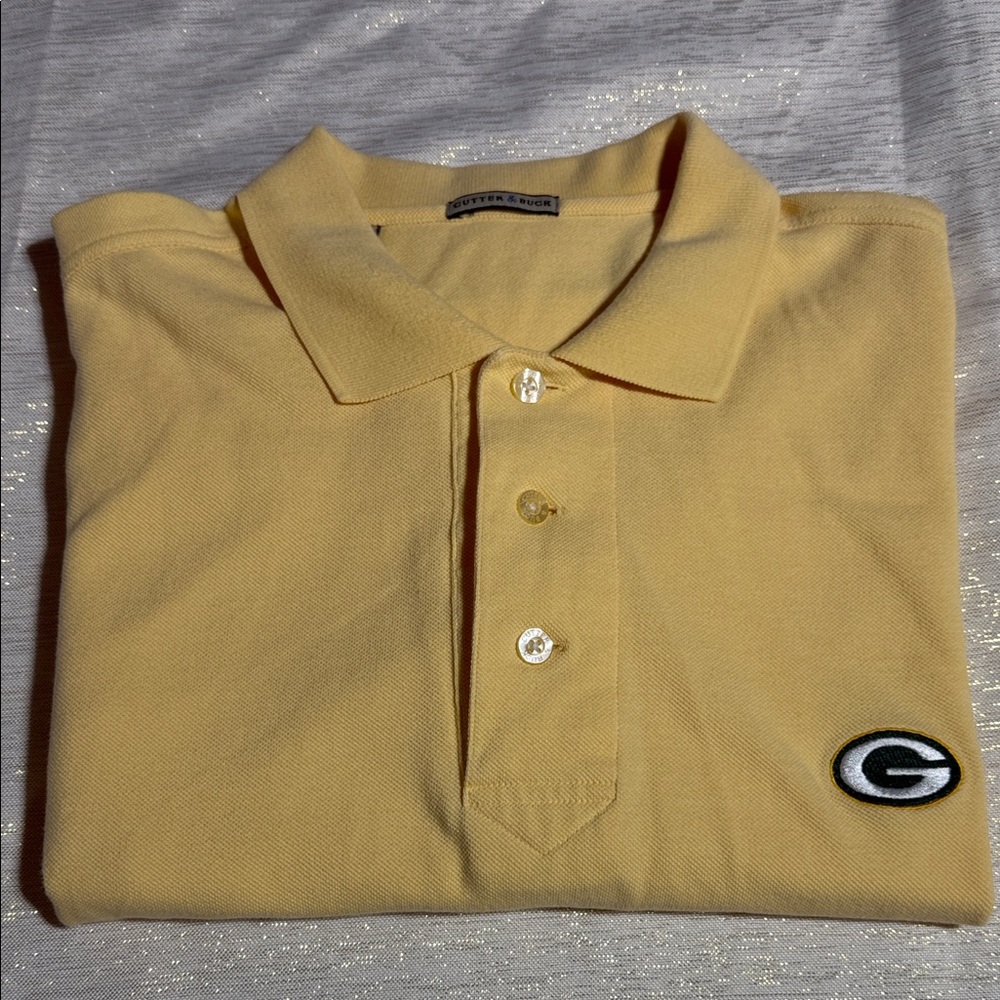 NWOT Cutter & Buck Men's Polo in Soft Yellow (GREEN BAY ).